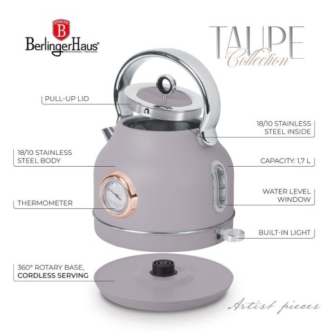 BERLINGER HAUS CZAJNIK ELEKTRYCZNY 1,7L Z TERMOMETREM BERLINGER HAUS BH-9514 TAUPE BERLINGER HAUS CZAJNIK ELEKTRYCZNY 1,7L Z TERMOMETREM BERLINGER HAUS BH-9514 TAUPE