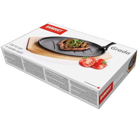 BANQUET PÓŁMISEK PATELNIA ŻELIWNA GRILLOWA Z DESKĄ BANQUET GRADA BANQUET PÓŁMISEK PATELNIA ŻELIWNA GRILLOWA Z DESKĄ BANQUET GRADA