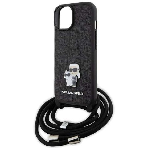 Karl Lagerfeld Etui Karl Lagerfeld KLHCP15MSAKCPSK do iPhone 15 Plus 6.7" hardcase czarny/black Crossbody Saffiano Metal Pin Karl & Choupette Karl Lagerfeld Etui Karl Lagerfeld KLHCP15MSAKCPSK do iPhone 15 Plus 6.7" hardcase czarny/black Crossbody Saffiano Metal Pin Karl & Choupette