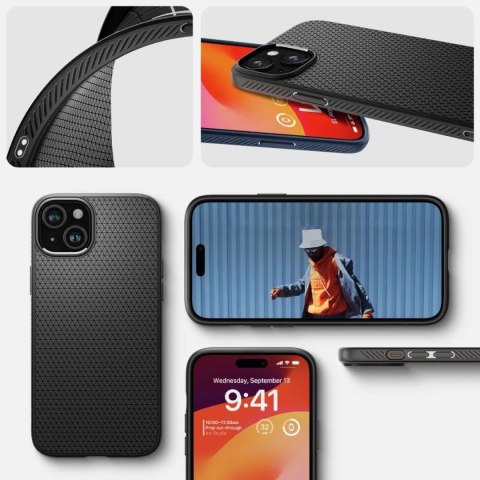Spigen Etui do iPhone 15 Plus Spigen Liquid Air Case obudowa plecki ochronne Matte Black Spigen Etui do iPhone 15 Plus Spigen Liquid Air Case obudowa plecki ochronne Matte Black