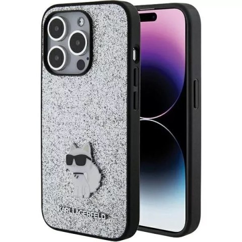 Karl Lagerfeld Etui Karl Lagerfeld KLHCP15XGCNPSG do iPhone 15 Pro Max 6.7" srebrny/silver hardcase Fixed Glitter Choupette Logo Metal Pin Karl Lagerfeld Etui Karl Lagerfeld KLHCP15XGCNPSG do iPhone 15 Pro Max 6.7" srebrny/silver hardcase Fixed Glitter Choupette Logo Metal Pin
