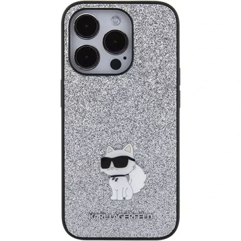 Karl Lagerfeld Etui Karl Lagerfeld KLHCP15XGCNPSG do iPhone 15 Pro Max 6.7" srebrny/silver hardcase Fixed Glitter Choupette Logo Metal Pin Karl Lagerfeld Etui Karl Lagerfeld KLHCP15XGCNPSG do iPhone 15 Pro Max 6.7" srebrny/silver hardcase Fixed Glitter Choupette Logo Metal Pin
