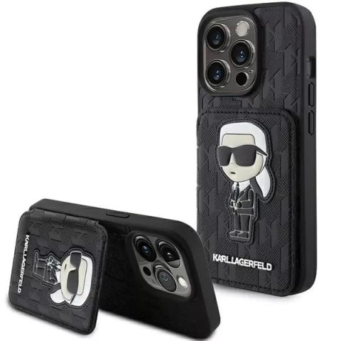 Karl Lagerfeld Etui Karl Lagerfeld KLHCP15XSAKKNSCK do iPhone 15 Pro Max 6.7" czarny/black hardcase Saffiano Cardslots and Stand Monogram Ikoni Karl Lagerfeld Etui Karl Lagerfeld KLHCP15XSAKKNSCK do iPhone 15 Pro Max 6.7" czarny/black hardcase Saffiano Cardslots and Stand Monogram Ikoni