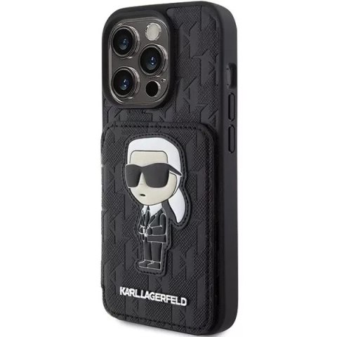 Karl Lagerfeld Etui Karl Lagerfeld KLHCP15XSAKKNSCK do iPhone 15 Pro Max 6.7" czarny/black hardcase Saffiano Cardslots and Stand Monogram Ikoni Karl Lagerfeld Etui Karl Lagerfeld KLHCP15XSAKKNSCK do iPhone 15 Pro Max 6.7" czarny/black hardcase Saffiano Cardslots and Stand Monogram Ikoni