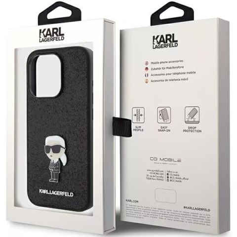 Karl Lagerfeld Etui Karl Lagerfeld KLHCP15LGKNPSK do iPhone 15 Pro 6.1" czarny/black hardcase Fixed Glitter Ikonik Logo Metal Pin Karl Lagerfeld Etui Karl Lagerfeld KLHCP15LGKNPSK do iPhone 15 Pro 6.1" czarny/black hardcase Fixed Glitter Ikonik Logo Metal Pin