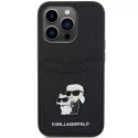 Karl Lagerfeld Etui Karl Lagerfeld KLHCP15LSAPKCNPK do iPhone 15 Pro 6.1" czarny/black hardcase Saffiano Cardslot Karl&Choupette Metal Pin