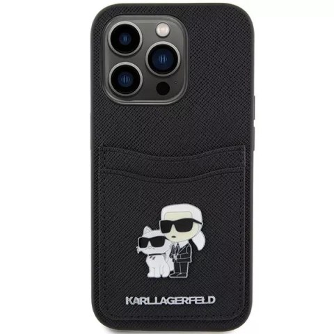 Karl Lagerfeld Etui Karl Lagerfeld KLHCP15LSAPKCNPK do iPhone 15 Pro 6.1" czarny/black hardcase Saffiano Cardslot Karl&Choupette Metal Pin Karl Lagerfeld Etui Karl Lagerfeld KLHCP15LSAPKCNPK do iPhone 15 Pro 6.1" czarny/black hardcase Saffiano Cardslot Karl&Choupette Metal Pin