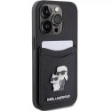 Karl Lagerfeld Etui Karl Lagerfeld KLHCP15LSAPKCNPK do iPhone 15 Pro 6.1" czarny/black hardcase Saffiano Cardslot Karl&Choupette Metal Pin