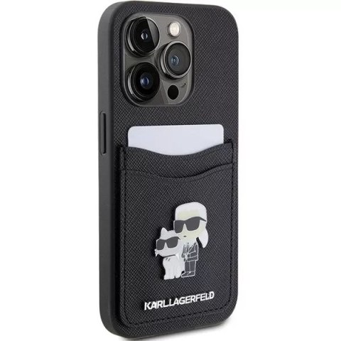 Karl Lagerfeld Etui Karl Lagerfeld KLHCP15LSAPKCNPK do iPhone 15 Pro 6.1" czarny/black hardcase Saffiano Cardslot Karl&Choupette Metal Pin Karl Lagerfeld Etui Karl Lagerfeld KLHCP15LSAPKCNPK do iPhone 15 Pro 6.1" czarny/black hardcase Saffiano Cardslot Karl&Choupette Metal Pin