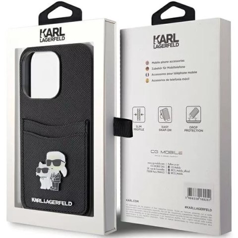 Karl Lagerfeld Etui Karl Lagerfeld KLHCP15LSAPKCNPK do iPhone 15 Pro 6.1" czarny/black hardcase Saffiano Cardslot Karl&Choupette Metal Pin Karl Lagerfeld Etui Karl Lagerfeld KLHCP15LSAPKCNPK do iPhone 15 Pro 6.1" czarny/black hardcase Saffiano Cardslot Karl&Choupette Metal Pin