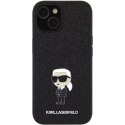 Karl Lagerfeld Etui Karl Lagerfeld KLHCP15SGKNPSK do iPhone 15 6.1" czarny/black hardcase Fixed Glitter Ikonik Logo Metal Pin