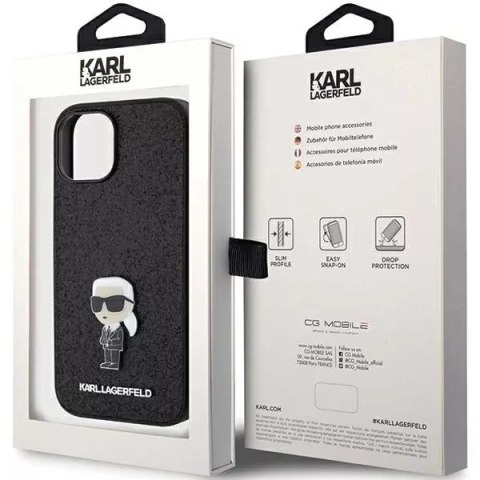 Karl Lagerfeld Etui Karl Lagerfeld KLHCP15SGKNPSK do iPhone 15 6.1" czarny/black hardcase Fixed Glitter Ikonik Logo Metal Pin Karl Lagerfeld Etui Karl Lagerfeld KLHCP15SGKNPSK do iPhone 15 6.1" czarny/black hardcase Fixed Glitter Ikonik Logo Metal Pin