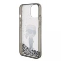 Karl Lagerfeld Etui Karl Lagerfeld KLHCP15SLKKNSK do iPhone 15 6.1" transparent hardcase Liquid Glitter Ikonik