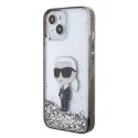 Karl Lagerfeld Etui Karl Lagerfeld KLHCP15SLKKNSK do iPhone 15 6.1" transparent hardcase Liquid Glitter Ikonik