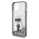 Karl Lagerfeld Etui Karl Lagerfeld KLHCP15SLKKNSK do iPhone 15 6.1" transparent hardcase Liquid Glitter Ikonik