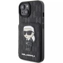 Karl Lagerfeld Etui Karl Lagerfeld KLHCP15SSAKKNSCK do iPhone 15 6.1" czarny/black hardcase Saffiano Cardslots and Stand Monogram Ikonik Patch