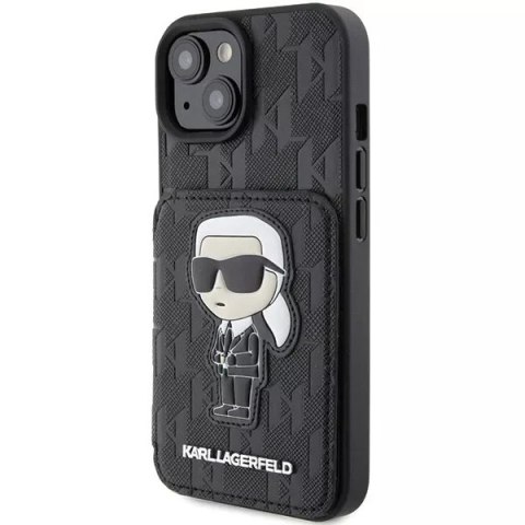Karl Lagerfeld Etui Karl Lagerfeld KLHCP15SSAKKNSCK do iPhone 15 6.1" czarny/black hardcase Saffiano Cardslots and Stand Monogram Ikonik Patch Karl Lagerfeld Etui Karl Lagerfeld KLHCP15SSAKKNSCK do iPhone 15 6.1" czarny/black hardcase Saffiano Cardslots and Stand Monogram Ikonik Patch