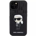 Karl Lagerfeld Etui Karl Lagerfeld KLHCP15SSAKKNSCK do iPhone 15 6.1" czarny/black hardcase Saffiano Cardslots and Stand Monogram Ikonik Patch