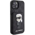 Karl Lagerfeld Etui Karl Lagerfeld KLHCP15SSAKKNSCK do iPhone 15 6.1" czarny/black hardcase Saffiano Cardslots and Stand Monogram Ikonik Patch