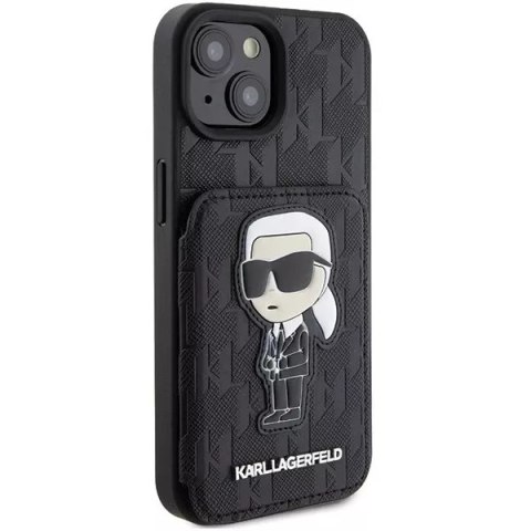 Karl Lagerfeld Etui Karl Lagerfeld KLHCP15SSAKKNSCK do iPhone 15 6.1" czarny/black hardcase Saffiano Cardslots and Stand Monogram Ikonik Patch Karl Lagerfeld Etui Karl Lagerfeld KLHCP15SSAKKNSCK do iPhone 15 6.1" czarny/black hardcase Saffiano Cardslots and Stand Monogram Ikonik Patch