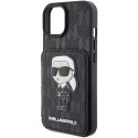 Karl Lagerfeld Etui Karl Lagerfeld KLHCP15SSAKKNSCK do iPhone 15 6.1" czarny/black hardcase Saffiano Cardslots and Stand Monogram Ikonik Patch