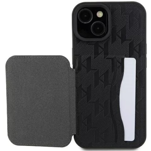 Karl Lagerfeld Etui Karl Lagerfeld KLHCP15SSAKKNSCK do iPhone 15 6.1" czarny/black hardcase Saffiano Cardslots and Stand Monogram Ikonik Patch Karl Lagerfeld Etui Karl Lagerfeld KLHCP15SSAKKNSCK do iPhone 15 6.1" czarny/black hardcase Saffiano Cardslots and Stand Monogram Ikonik Patch