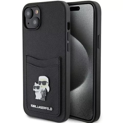 Karl Lagerfeld Etui Karl Lagerfeld KLHCP15SSAPKCNPK do iPhone 15 6.1" czarny/black hardcase Saffiano Cardslot Karl&Choupette Metal Pin Karl Lagerfeld Etui Karl Lagerfeld KLHCP15SSAPKCNPK do iPhone 15 6.1" czarny/black hardcase Saffiano Cardslot Karl&Choupette Metal Pin