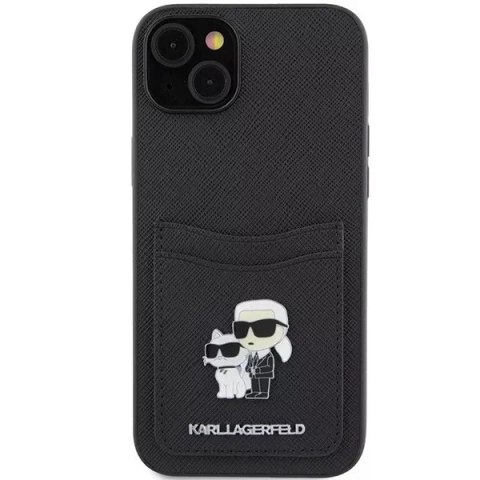 Karl Lagerfeld Etui Karl Lagerfeld KLHCP15SSAPKCNPK do iPhone 15 6.1" czarny/black hardcase Saffiano Cardslot Karl&Choupette Metal Pin Karl Lagerfeld Etui Karl Lagerfeld KLHCP15SSAPKCNPK do iPhone 15 6.1" czarny/black hardcase Saffiano Cardslot Karl&Choupette Metal Pin