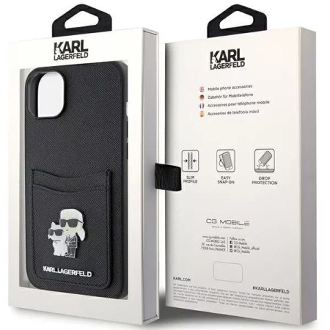 Karl Lagerfeld Etui Karl Lagerfeld KLHCP15SSAPKCNPK do iPhone 15 6.1" czarny/black hardcase Saffiano Cardslot Karl&Choupette Metal Pin Karl Lagerfeld Etui Karl Lagerfeld KLHCP15SSAPKCNPK do iPhone 15 6.1" czarny/black hardcase Saffiano Cardslot Karl&Choupette Metal Pin