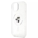 Karl Lagerfeld Etui Karl Lagerfeld KLHMP15SHGKCNOT do iPhone 15 6.1" transparent hardcase Karl&Choupette Glitter MagSafe