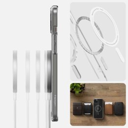 Spigen Etui do iPhone 15 Spigen Ultra Hybrid Mag Case do MagSafe obudowa ochronna na telefon Graphite przezroczyste z szarym pierścieni
