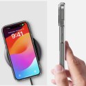 Spigen Etui do iPhone 15 Spigen Ultra Hybrid Mag Case do MagSafe obudowa ochronna na telefon Graphite przezroczyste z szarym pierścieni