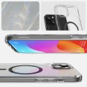 Spigen Etui do iPhone 15 Spigen Ultra Hybrid Mag Case do MagSafe obudowa ochronna na telefon Graphite przezroczyste z szarym pierścieni