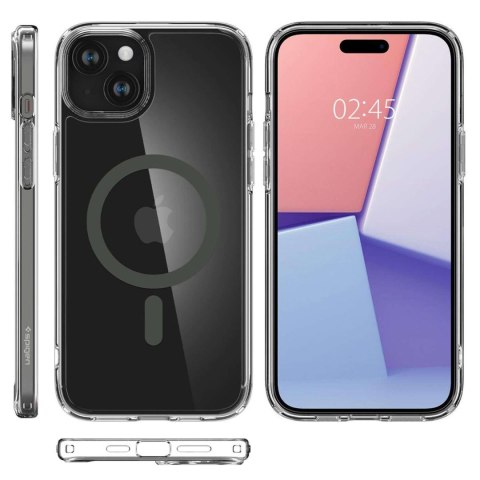 Spigen Etui do iPhone 15 Spigen Ultra Hybrid Mag Case do MagSafe obudowa ochronna na telefon Graphite przezroczyste z szarym pierścieni Spigen Etui do iPhone 15 Spigen Ultra Hybrid Mag Case do MagSafe obudowa ochronna na telefon Graphite przezroczyste z szarym pierścieni