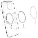 Spigen Etui do iPhone 15 Spigen Ultra Hybrid Mag Case do MagSafe obudowa ochronna na telefon Graphite przezroczyste z szarym pierścieni