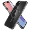 Spigen Etui do iPhone 15 Spigen Ultra Hybrid Mag Case do MagSafe obudowa ochronna na telefon Graphite przezroczyste z szarym pierścieni
