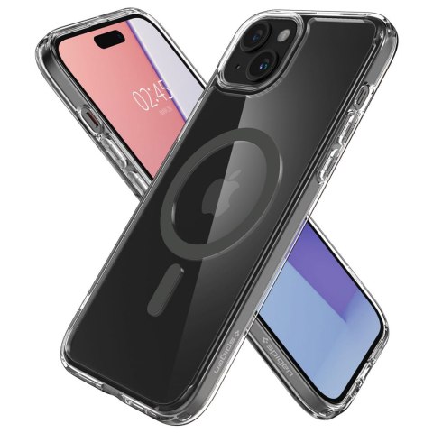 Spigen Etui do iPhone 15 Spigen Ultra Hybrid Mag Case do MagSafe obudowa ochronna na telefon Graphite przezroczyste z szarym pierścieni Spigen Etui do iPhone 15 Spigen Ultra Hybrid Mag Case do MagSafe obudowa ochronna na telefon Graphite przezroczyste z szarym pierścieni
