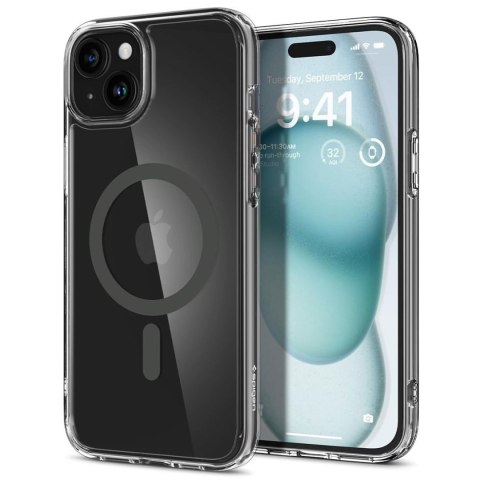 Spigen Etui do iPhone 15 Spigen Ultra Hybrid Mag Case do MagSafe obudowa ochronna na telefon Graphite przezroczyste z szarym pierścieni Spigen Etui do iPhone 15 Spigen Ultra Hybrid Mag Case do MagSafe obudowa ochronna na telefon Graphite przezroczyste z szarym pierścieni