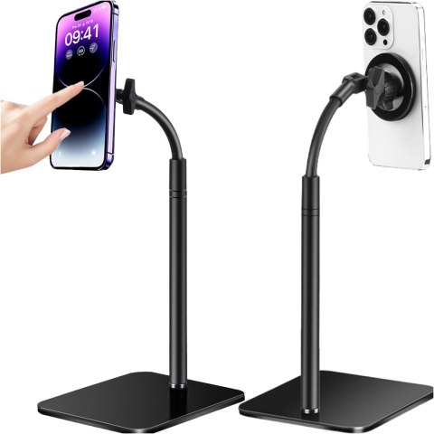 Alogy Stojak uchwyt na telefon do Mag Safe magnetyczny biurkowy Statyw teleskopowy do telefonu stal ABS Alogy Czarny Alogy Stojak uchwyt na telefon do Mag Safe magnetyczny biurkowy Statyw teleskopowy do telefonu stal ABS Alogy Czarny