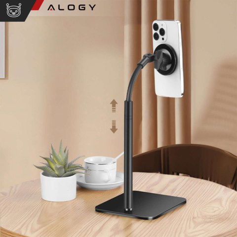 Alogy Stojak uchwyt na telefon do Mag Safe magnetyczny biurkowy Statyw teleskopowy do telefonu stal ABS Alogy Czarny Alogy Stojak uchwyt na telefon do Mag Safe magnetyczny biurkowy Statyw teleskopowy do telefonu stal ABS Alogy Czarny