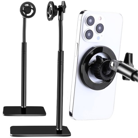 Alogy Stojak uchwyt na telefon do Mag Safe magnetyczny biurkowy Statyw teleskopowy do telefonu stal ABS Alogy Czarny Alogy Stojak uchwyt na telefon do Mag Safe magnetyczny biurkowy Statyw teleskopowy do telefonu stal ABS Alogy Czarny