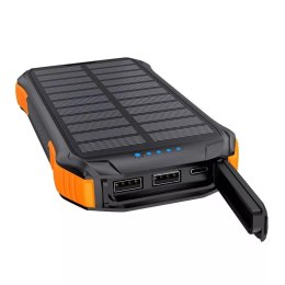 Choetech Powerbank solarny z ładowaniem indukcyjnym Choetech B659 2x USB 10000mAh Qi 5W (czarno-pomarańczowy)