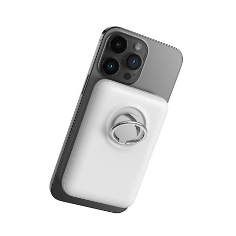 Joyroom Powerbank bezprzewodowy 10000mAh Joyroom JR-W050 20W MagSafe z ringiem i podstawką - biały Joyroom Powerbank bezprzewodowy 10000mAh Joyroom JR-W050 20W MagSafe z ringiem i podstawką - biały