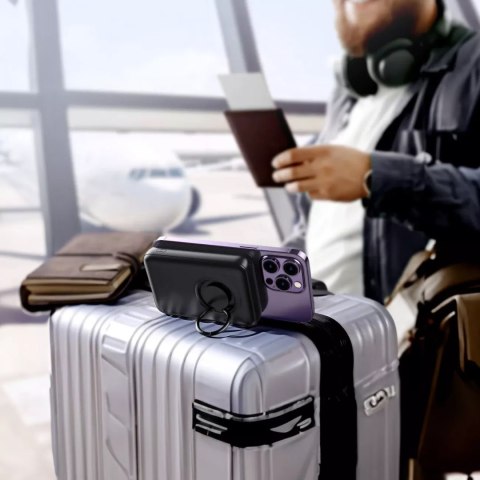 Joyroom Powerbank bezprzewodowy 10000mAh Joyroom JR-W050 20W MagSafe z ringiem i podstawką - biały Joyroom Powerbank bezprzewodowy 10000mAh Joyroom JR-W050 20W MagSafe z ringiem i podstawką - biały