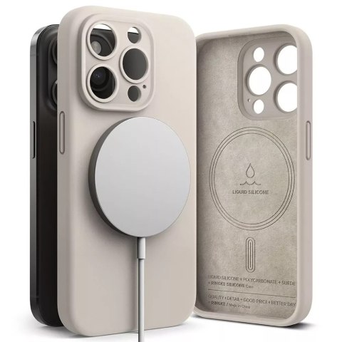 Ringke Etui Ringke Silicone Magnetic MagSafe do Apple iPhone 15 Pro Stone Ringke Etui Ringke Silicone Magnetic MagSafe do Apple iPhone 15 Pro Stone