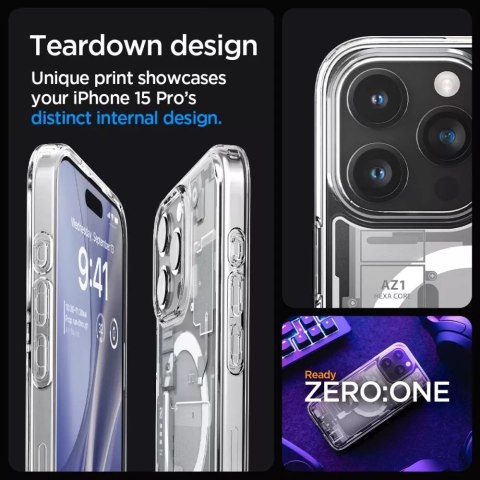 Spigen Etui Spigen Ultra Hybrid Mag MagSafe do Apple iPhone 15 Pro Zero One White Spigen Etui Spigen Ultra Hybrid Mag MagSafe do Apple iPhone 15 Pro Zero One White