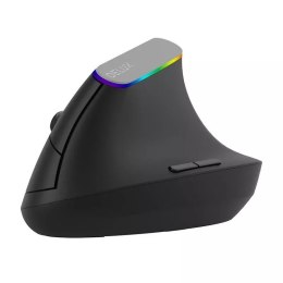 Delux Bezprzewodowa mysz pionowa Delux M618C 2.4G 1600DPI RGB (Czarna)