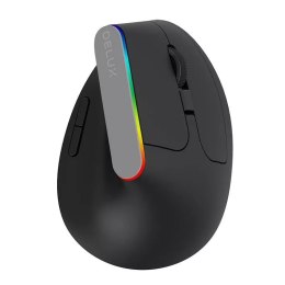 Delux Bezprzewodowa mysz pionowa Delux M618C 2.4G 1600DPI RGB (Czarna)