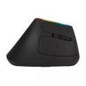 Delux Bezprzewodowa mysz pionowa Delux M618C 2.4G 1600DPI RGB (Czarna)