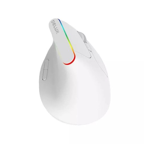 Delux Bezprzewodowa mysz pionowa Delux M618C 2.4G 1600DPI RGB (biała) Delux Bezprzewodowa mysz pionowa Delux M618C 2.4G 1600DPI RGB (biała)
